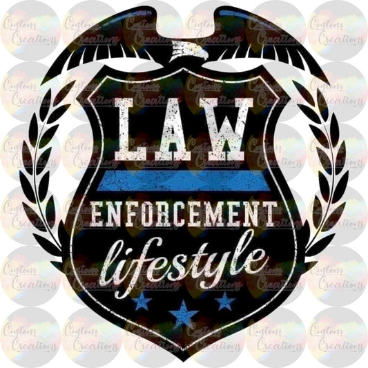 Law Enforcement Lifestyle Cop Back the Blue Police 3.5" Clear Laser Printed Waterslide