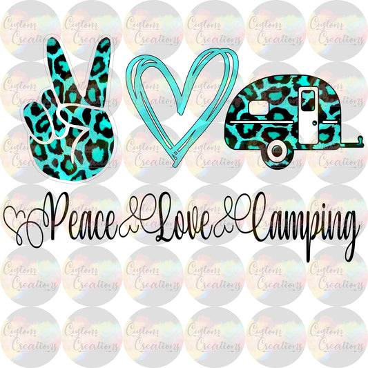 Peace Love Camping Camper Camp Medical Leopard 3.5" Clear Laser Printed Waterslide