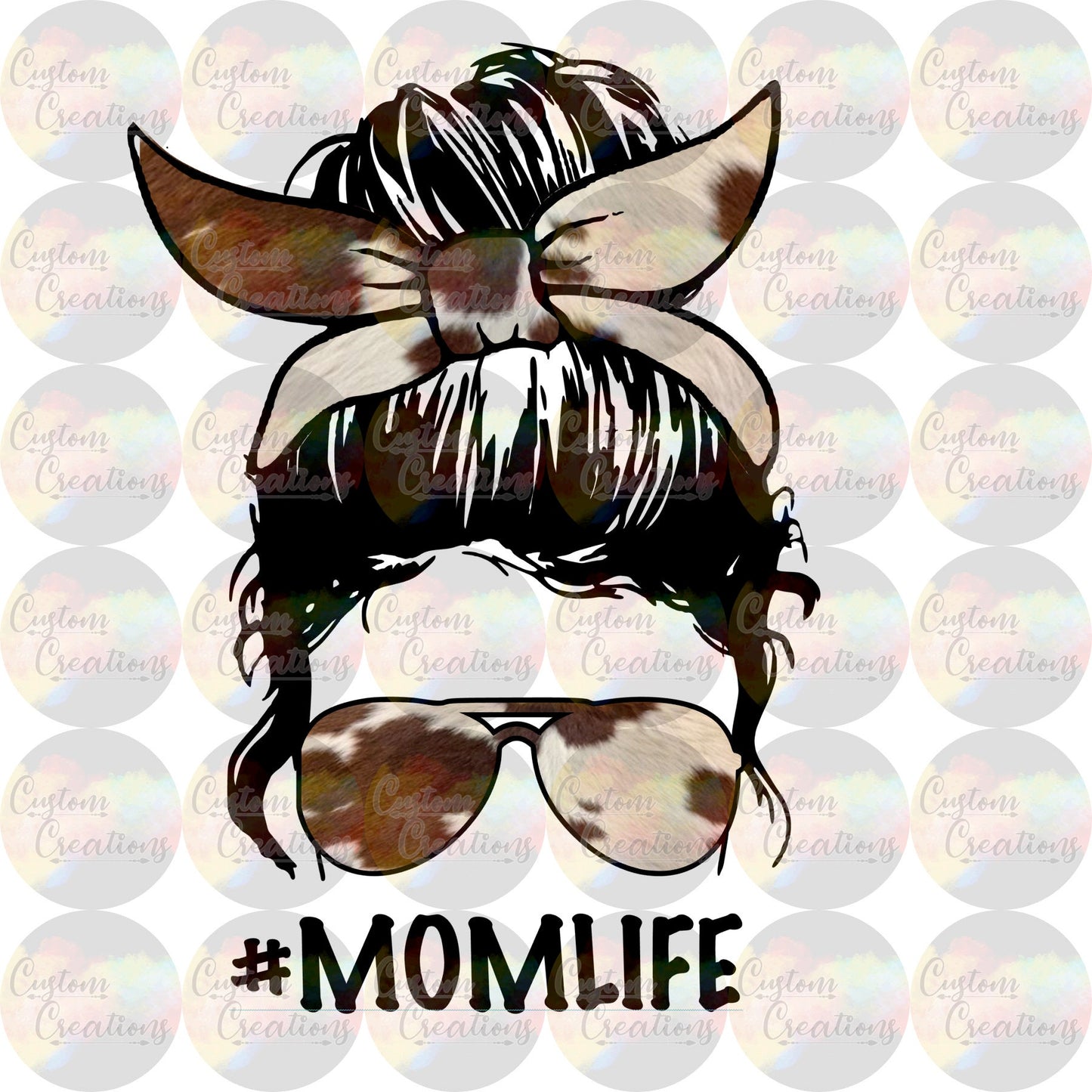 Mom Life # Cow Hide Headband Sunglasses Digital Download File PNG