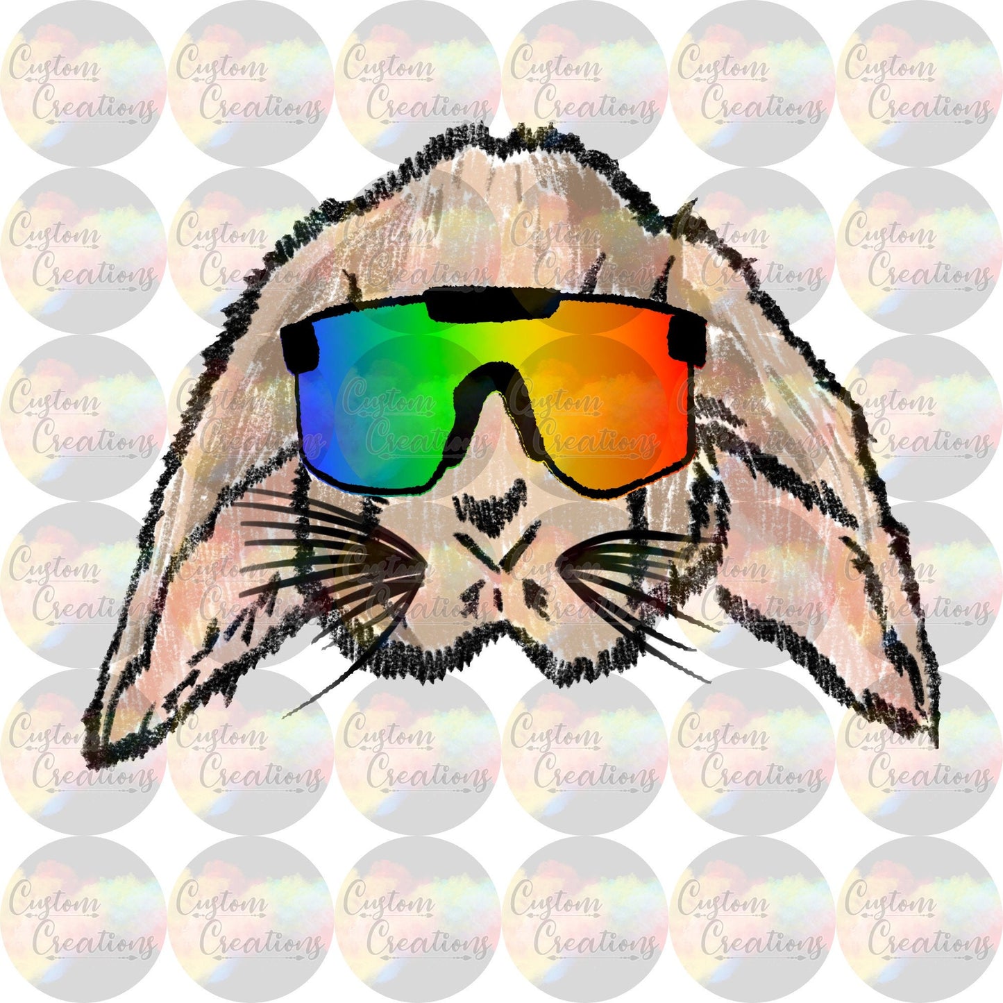 Bunny With Shades Print Sublimation Transfer Ready To Press
