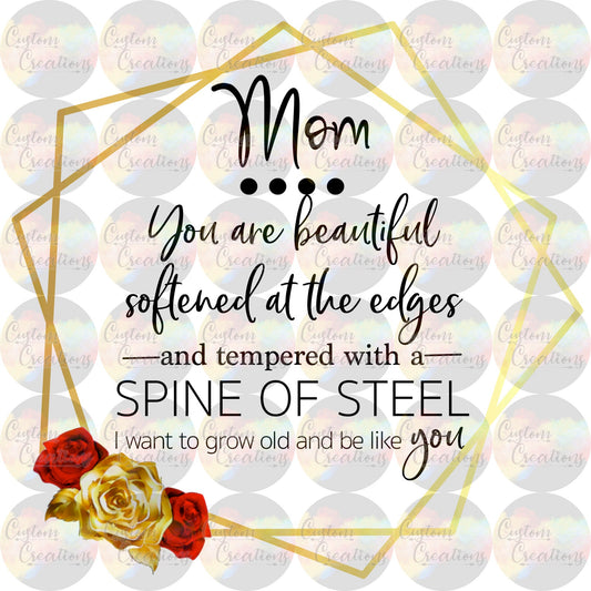 Mom You are Beautiful Print 3.5" Clear Laser Printed Waterslide