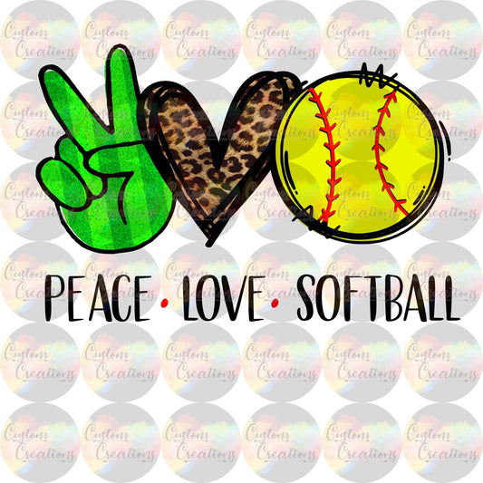 Peace Love Softball Print Sublimation Transfer Ready To Press