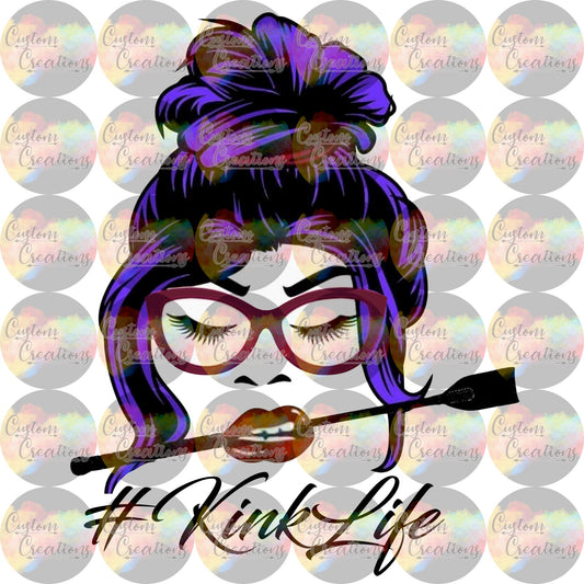 Kink Life Paddle Hand Cuffs Kinky Hash Tag Biting Lip  Sublimation Transfer Ready To Press