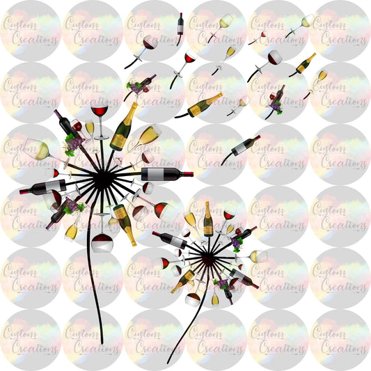 Alcohol Dandelion Wine Glass Champagne Digital Download File PNG SVG