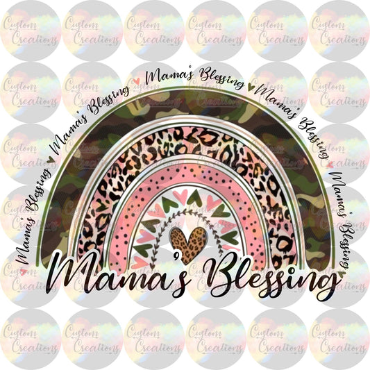 Mama's Blessing Rainbow Mom Baby Hearts 3.5" Clear Laser Printed Waterslide