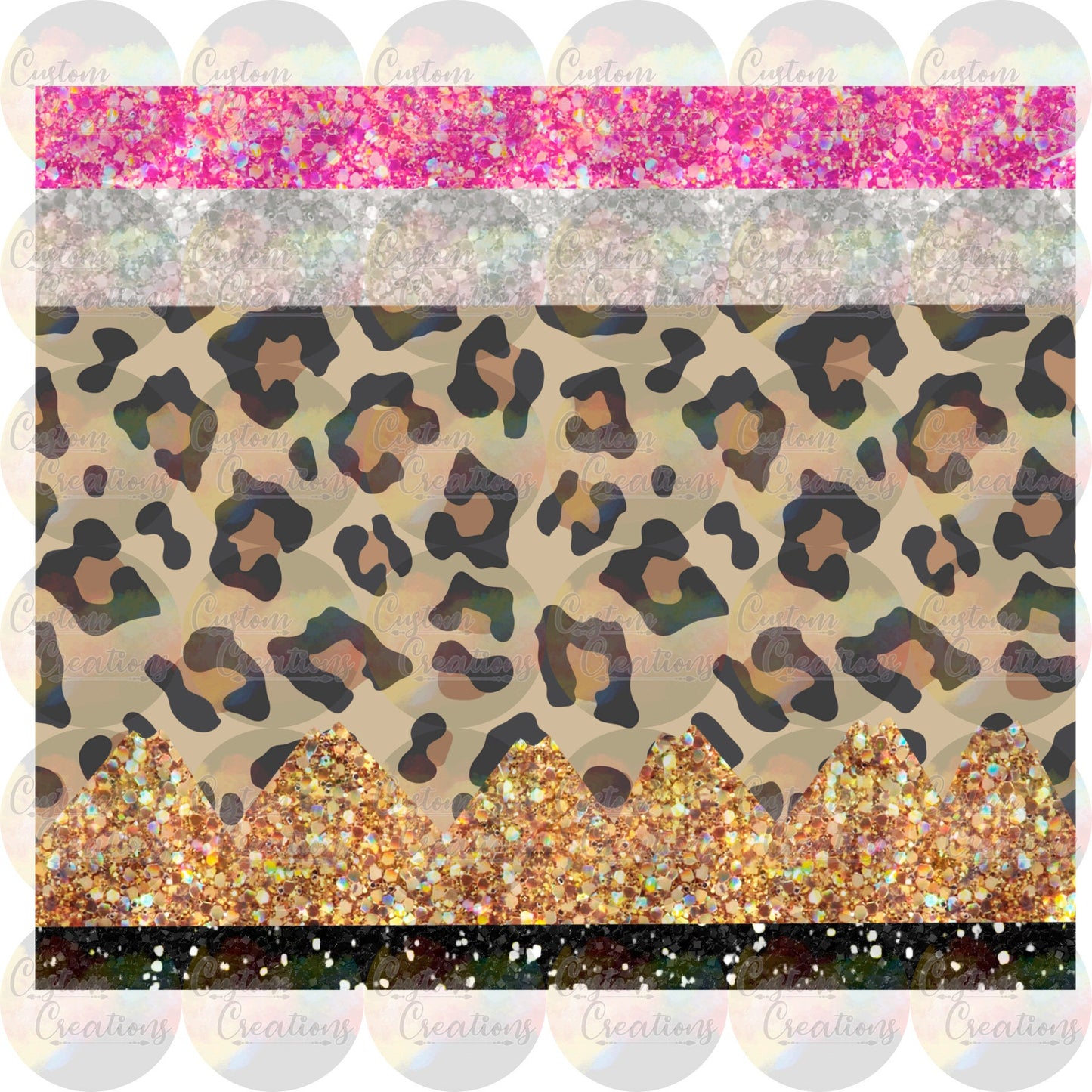 Glitter Leopard Pencil Wrap Sublimation Transfer For Skinny Non Taper Tumbler Ready To Press