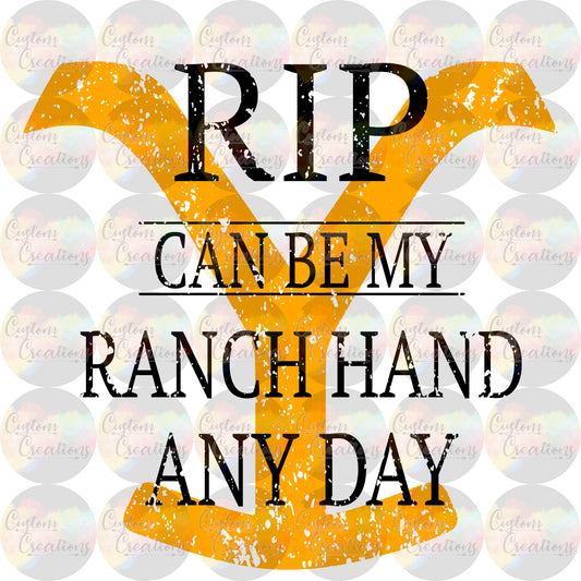 Yellow Stone RIP Ranch Hand Logo Symbol Print Sublimation Transfer Ready To Press