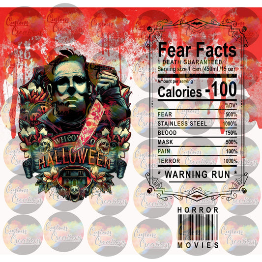 Spooky Horror Halloween Scary Sublimation Transfer For Skinny Non Taper Tumbler Ready To Press