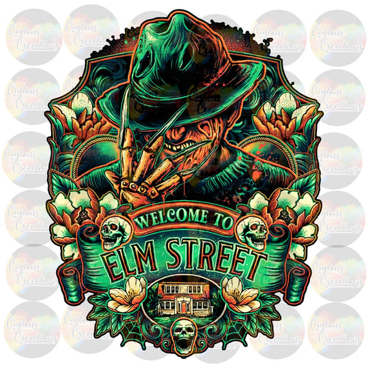 Spooky Scary Halloween Elm Street Knife Blood Gore Print Sublimation Transfer Ready To Press