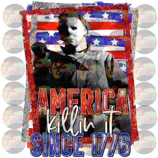 America Killing it since 1776 Boys of Fall Halloween Horror Scary Mask Print Sublimation Transfer Ready To Press