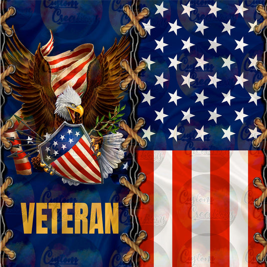 Veteran American Flag Eagle Sublimation Transfer For Skinny Non Taper Tumbler Ready To Press