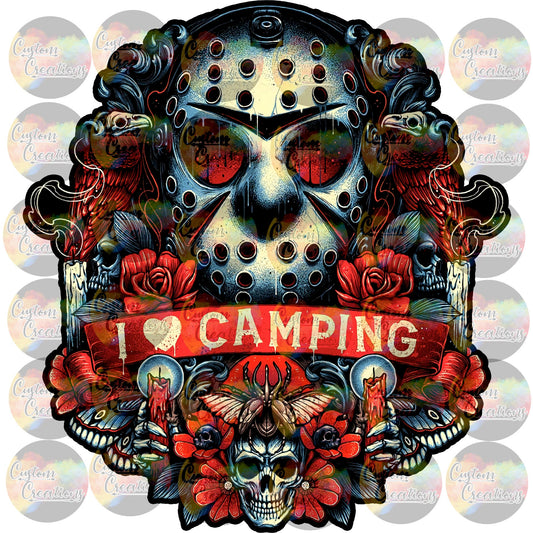 Spooky Jason Hockey Camp Love Run Walk Blood Gore Print Sublimation Transfer Ready To Press