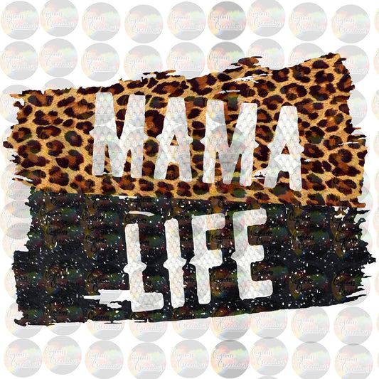 Mama Life Glitter Leopard Print Press Bleach Sublimation Transfer Ready To Press