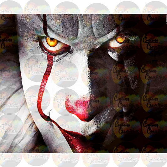 Clown Spooky Horror Halloween Georgie  Sublimation Transfer For Skinny Non Taper Tumbler Ready To Press