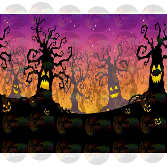 Spooky Horror Halloween Scene Sublimation Transfer For Skinny Non Taper Tumbler Ready To Press