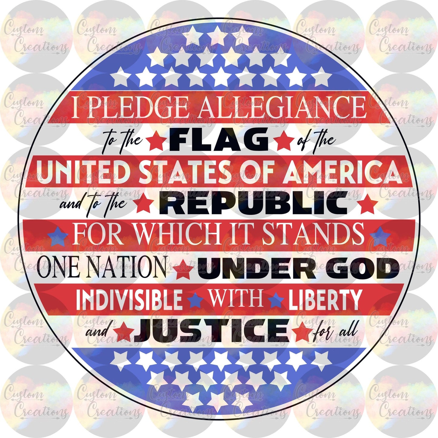 I Pledge Allegiance To The Flag of the United States of America USA Print Sublimation Transfer Ready To Press