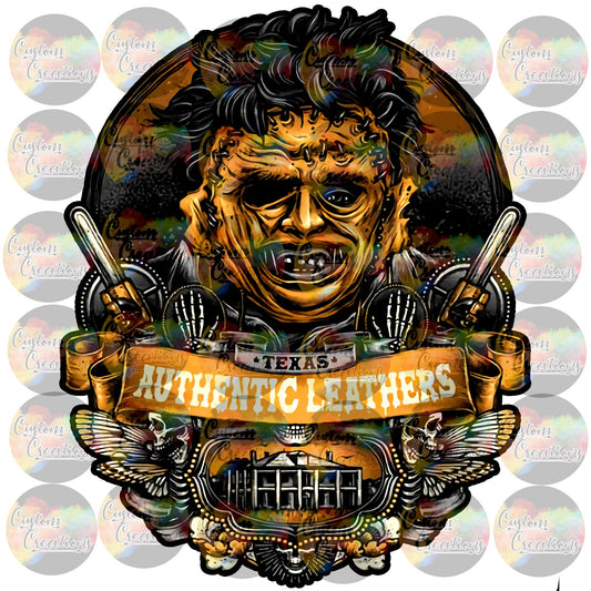 Spooky Scary Authentic Leather Skin Knife Blood Gore Print Sublimation Transfer Ready To Press