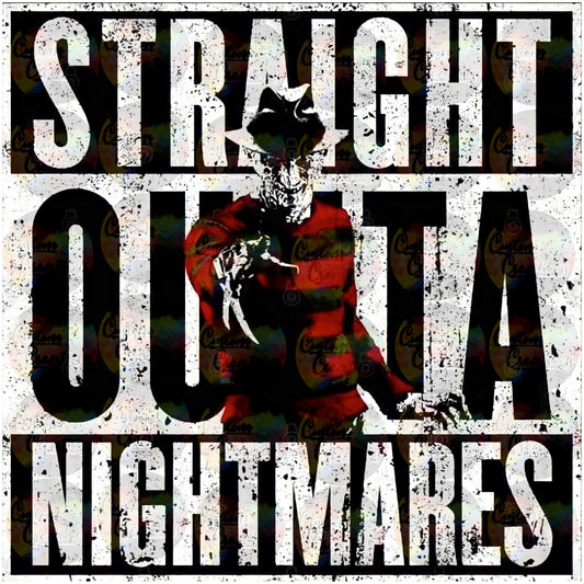Straight Outta Nightmares Freddy Red Halloween Scary Blood Gore Print Sublimation Transfer Ready To Press