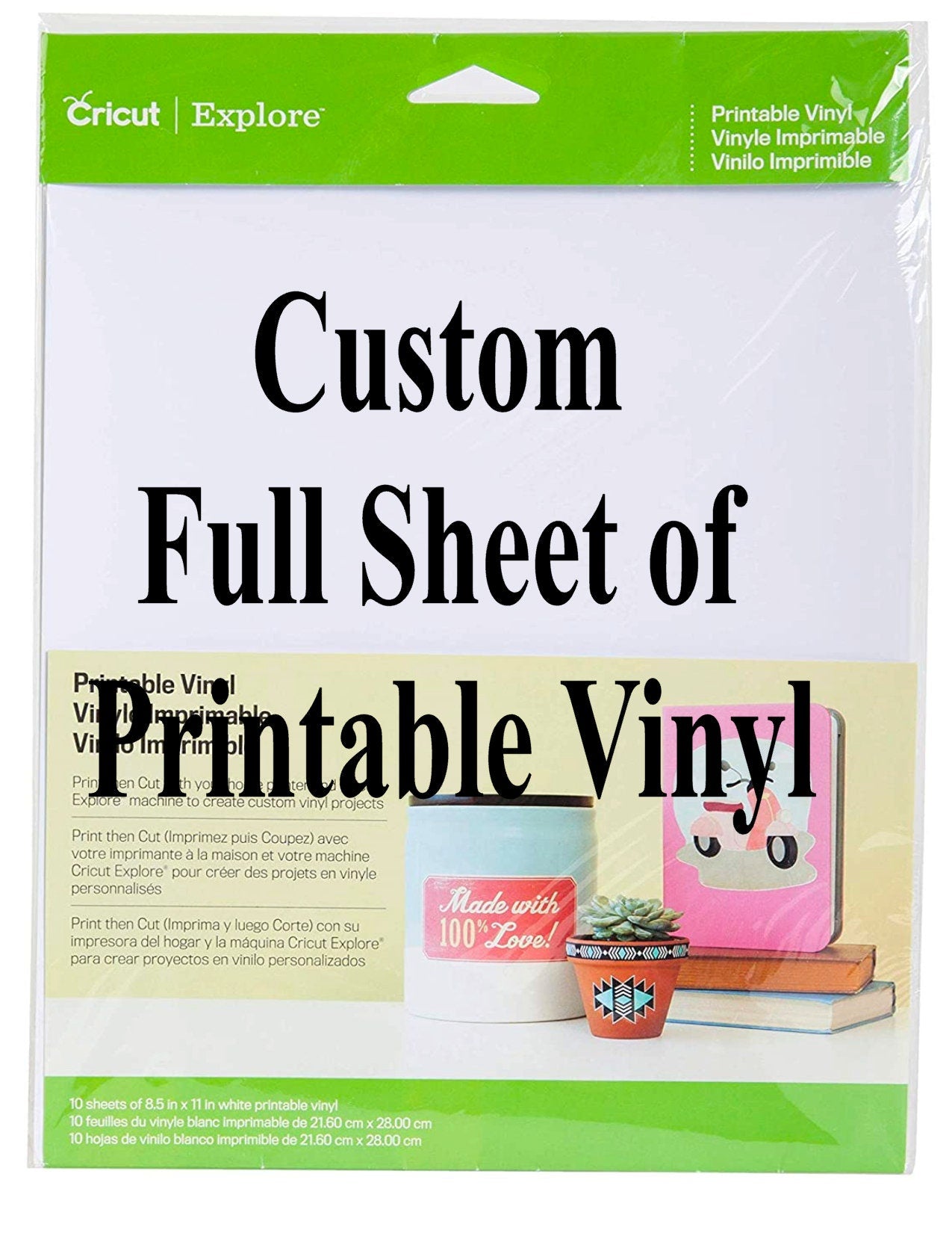 Custom Request Full Sheet of Printable Vinyl  NOT CUT OUT vinyl Cricut Sticker paper Ink Jet Printed