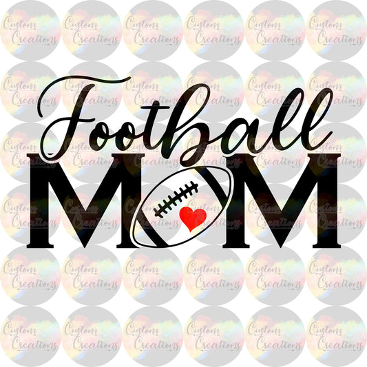 Football Mom Football with Heart Print Sublimation Transfer Ready To Press