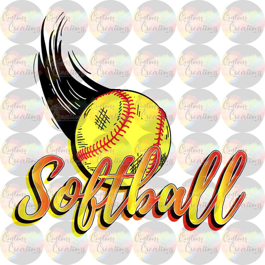 Softball with Swoosh Marks Digital Download PNG & JPEG