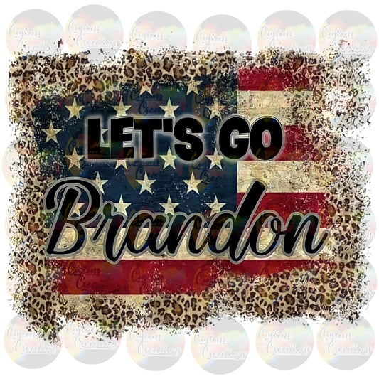 Let's Go Brandon Flag Leopard Rustic Biden Print Sublimation Transfer Ready To Press