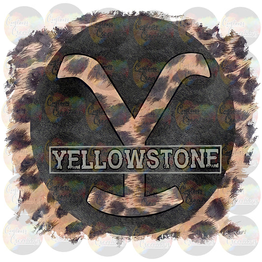 Yellow Stone Leopard Circle Fur Tan 3.5 inch Waterslide