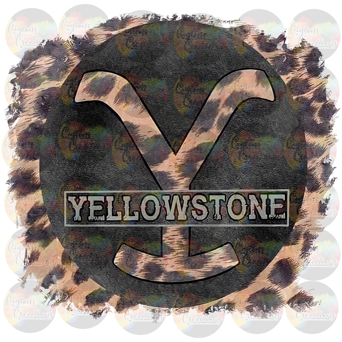 Yellow Stone Leopard Fur Tan Realistic Rustic Show Circle Logo Design Digital Download File