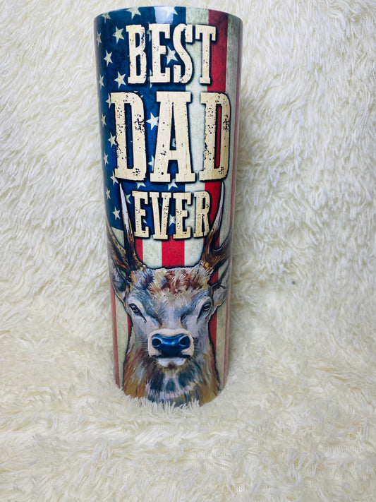 Best Dad Ever Deer Sublimation Skinny Tumbler