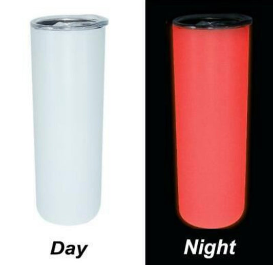 20oz White to Red Glow Sublimation Straight Non Taper Skinny