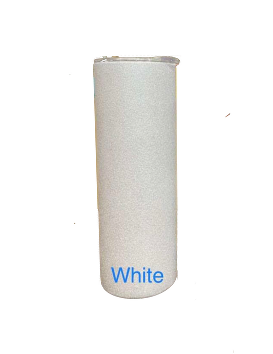 20oz White Texture Glitter Sublimation Tumbler Straight Non Taper Skinny